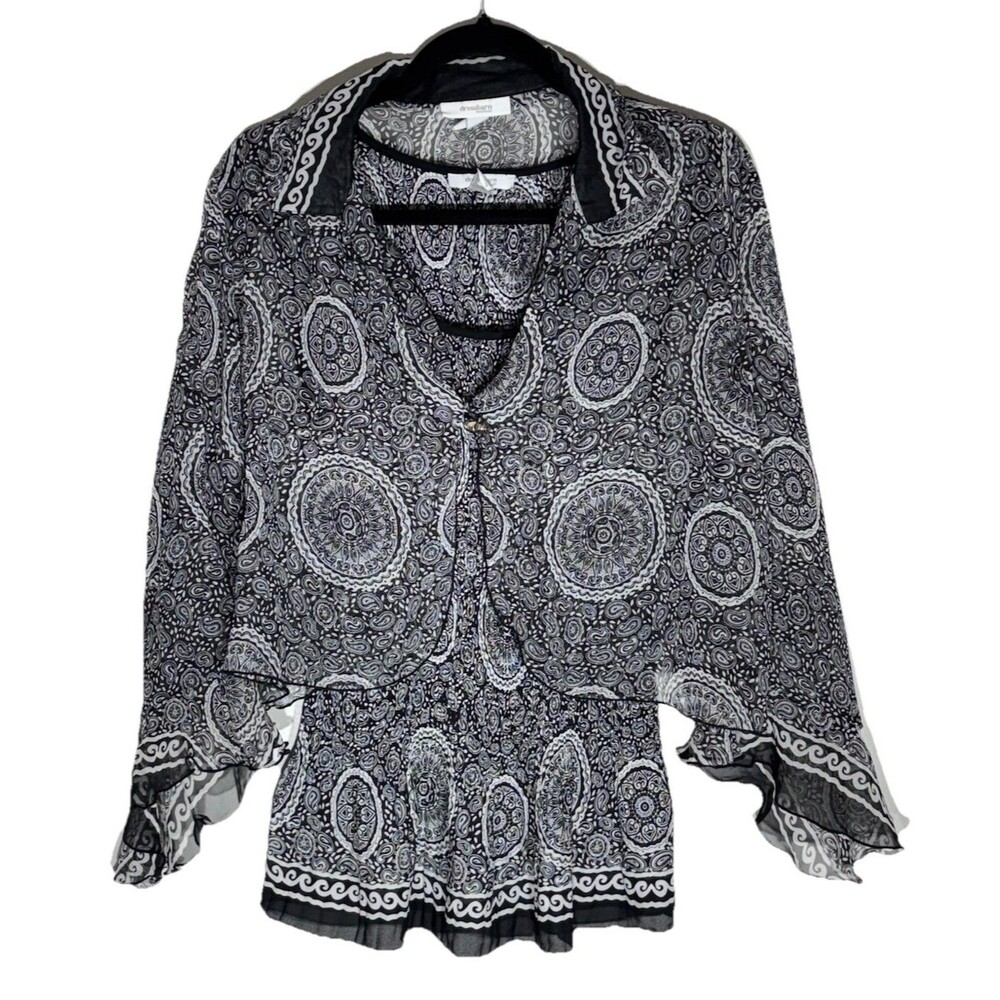 Vintage Y2K 90s Dressbarn Flounce Top Set Size 18/20 Paisley Artsy Stretch